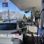 A rental car at a petrol station by Lake Garda, Italy