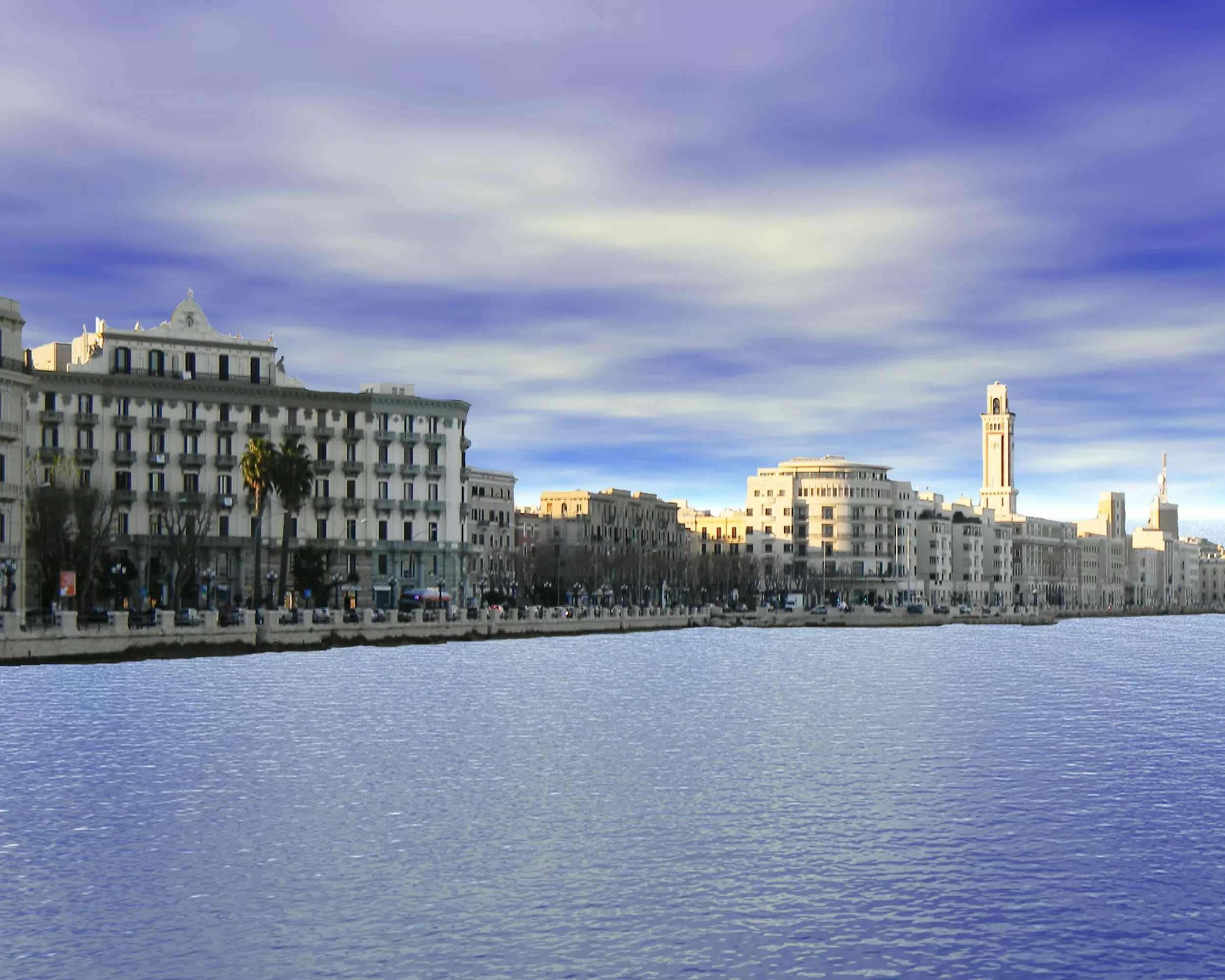 Seafront buildings by the harbour in Bari, the departure point for Adriatic ferries