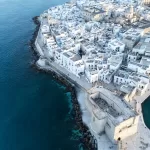 Aerial view of Bari and the Adriatic coastline, Puglia