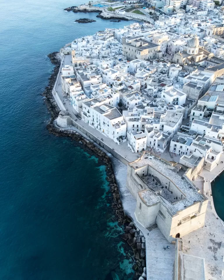 Aerial view of Bari and the Adriatic coastline, Puglia