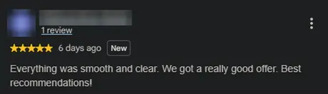 Autorentwiz customer Google review: smooth and clear, a really good offer, identity hidden