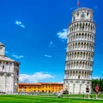The Leaning Tower and the Cathedral on Piazza dei Miracoli in Pisa, a short drive from Pisa Airport