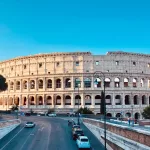 The Colosseum in Rome on a sunny day, about 13 km from Rome Ciampino Airport
