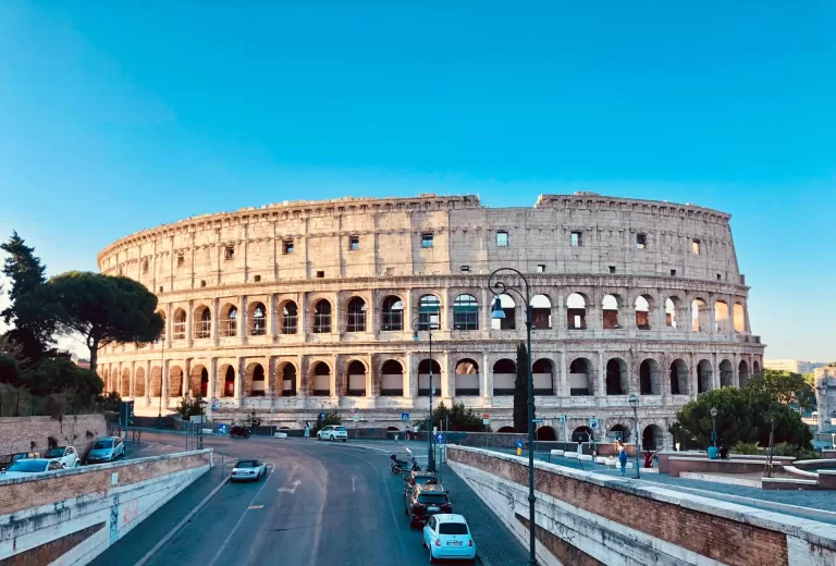 The Colosseum in Rome on a sunny day, about 13 km from Rome Ciampino Airport