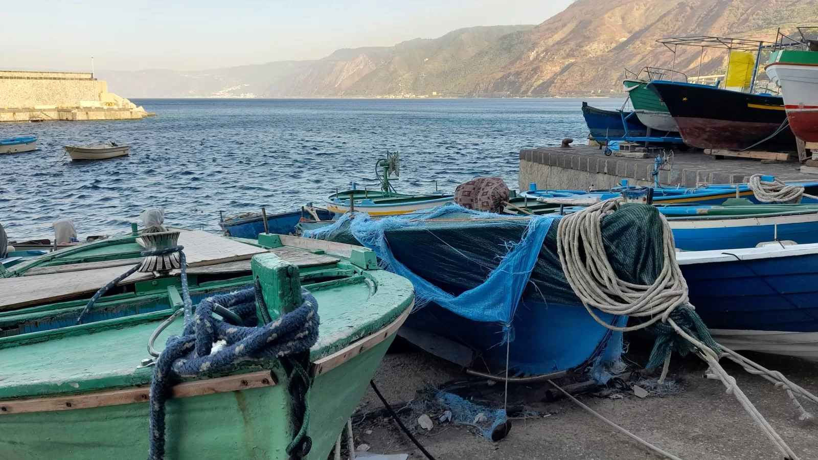 Fishing boats in Scilla harbour by Chianalea, about 24 minutes by car from Reggio Calabria Airport